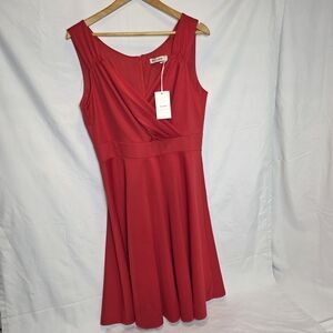 Grace Karin Red Sleeveless Dress A Line Surpline NWT Retro Cocktail Minimalist